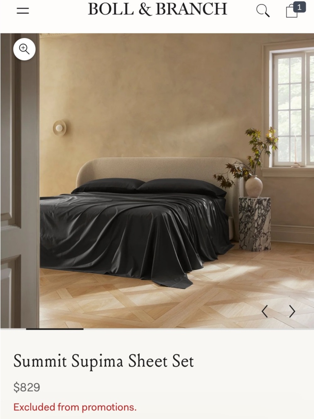 Boll & Branch Summit Supima Sheet Set Black King California King Luxury Cotton